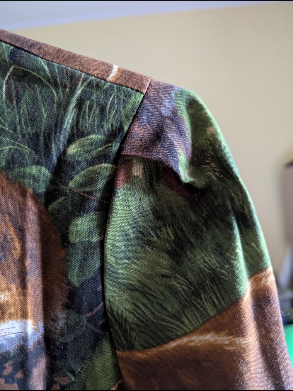 Birds of North America Forest Print Long Sleeve Dress in Green and Brown - Picture 4 of 9